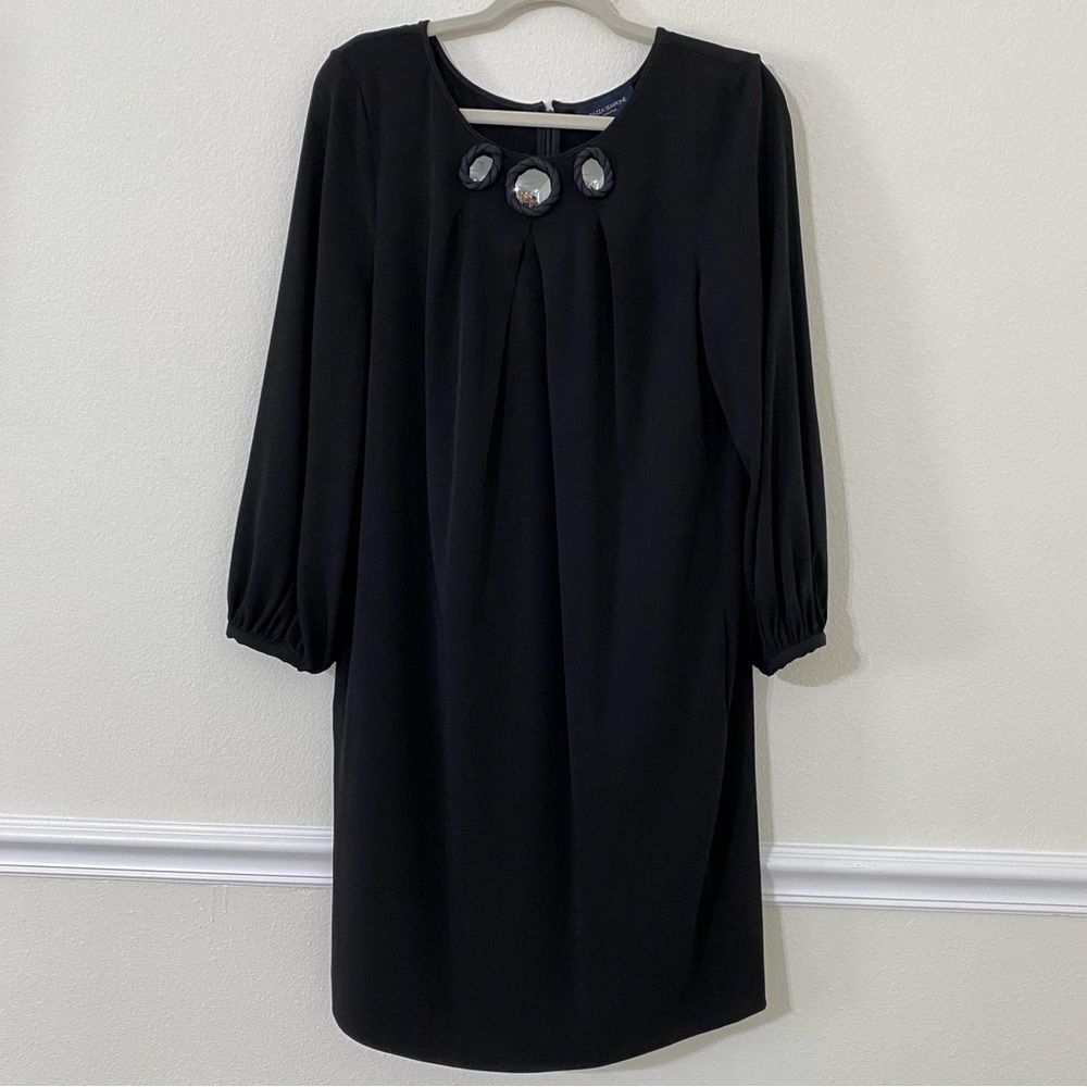 Piazza Sempione Black Jewel-Neck Long Sleeve Dress